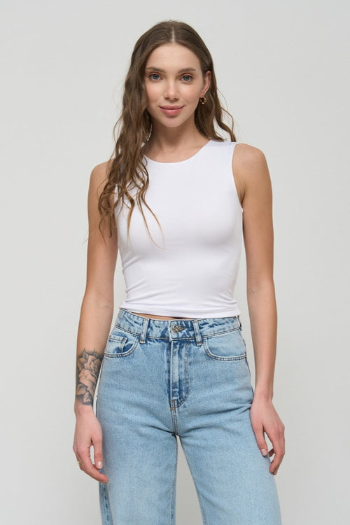 White Basic Tank Top - SOLMAR